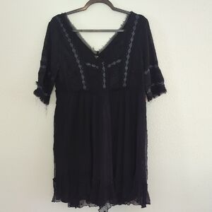 Free People Black Lace Trim Dress